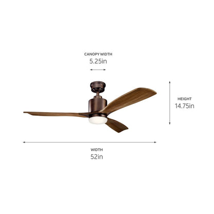 Ridley II 52" LED Indoor Ceiling Fan with Wall Control