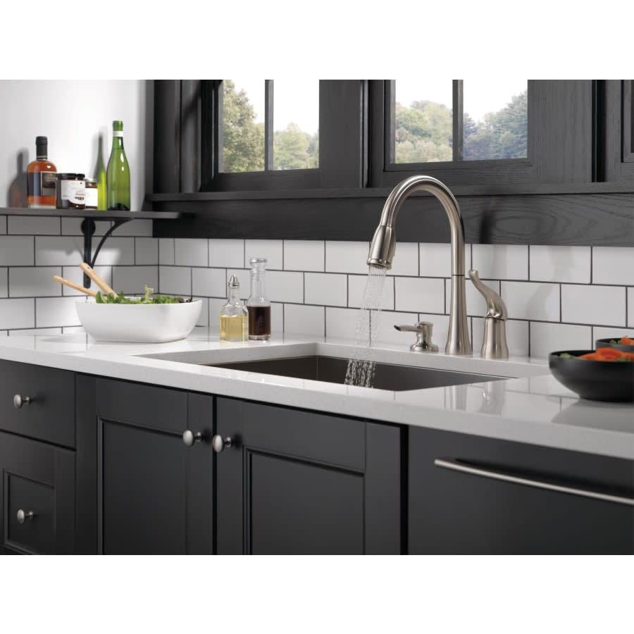 Kate Pullout Spray Kitchen Faucet with MagnaTite Docking, Diamond Seal and Touch Clean Technologies - Includes Soap Dispenser