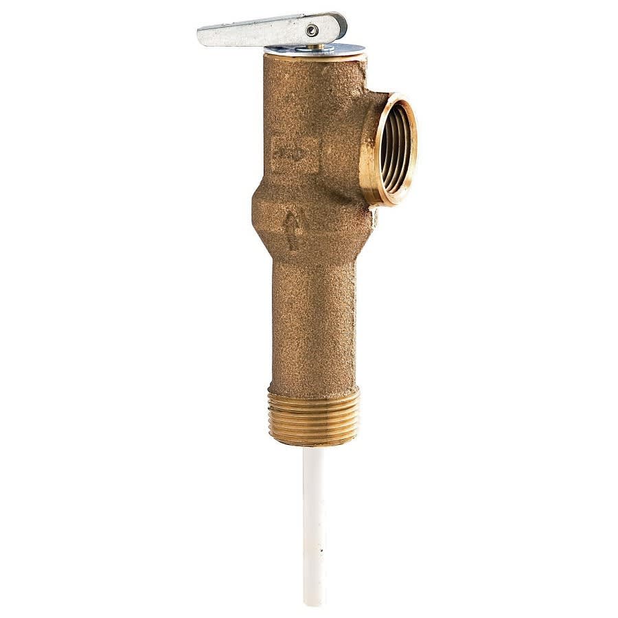 Temperature & Pressure Relief Valve, 3/4 in, MNPT x FNPT, Copper Alloy