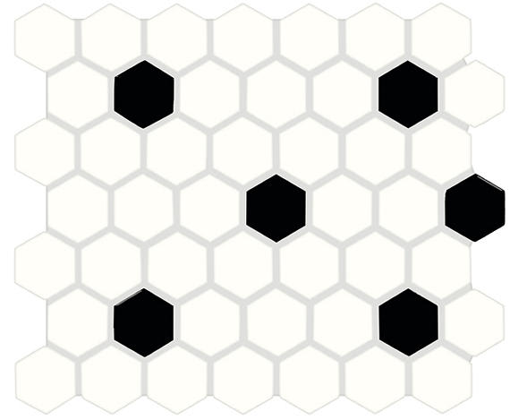 Keystones Arctic White/Black Hexagon 2X2 Matte