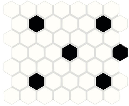Keystones Arctic White/Black Hexagon 2X2 Matte