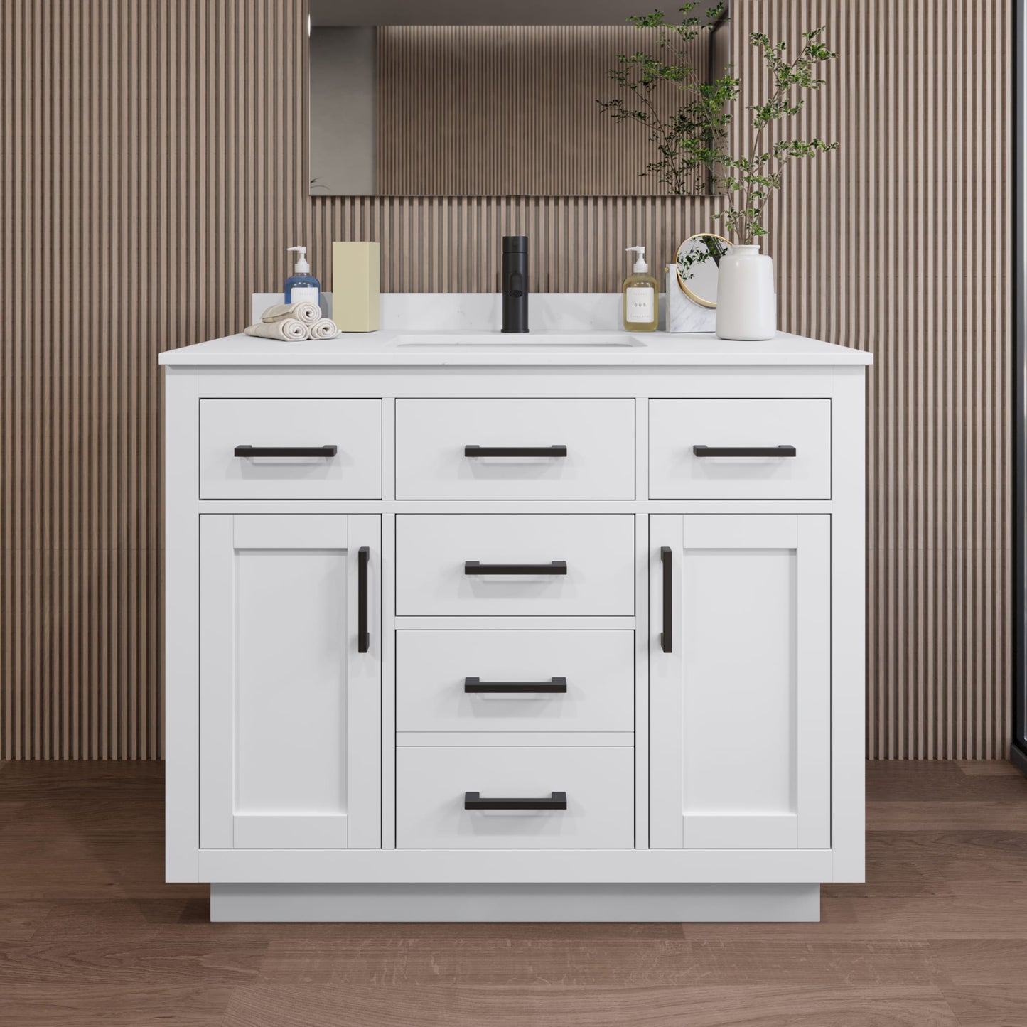 Beckett Single Bathroom Vanity with Toe Kick - 42W x 35H x 22D