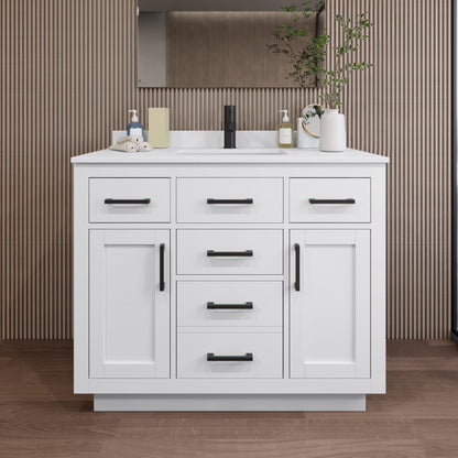 Beckett Single Bathroom Vanity with Toe Kick - 42W x 35H x 22D