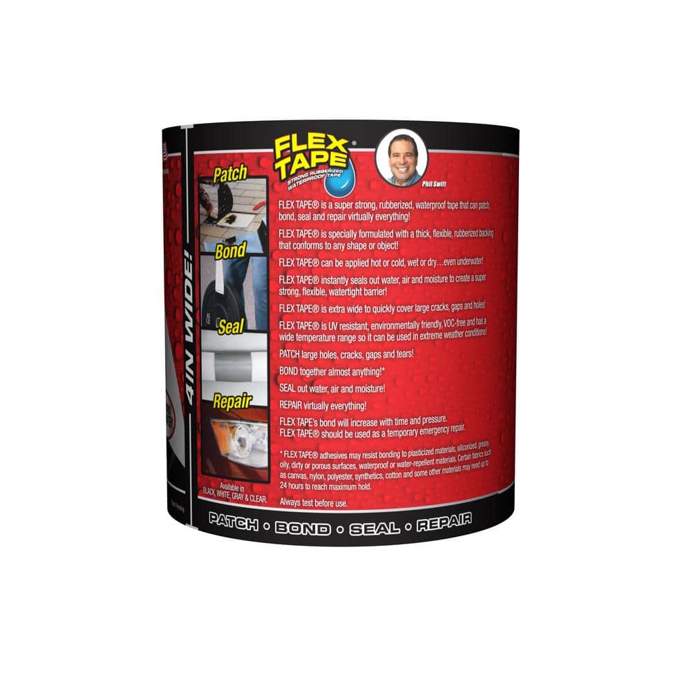 Flex Tape Black 4 in. x 5 ft. Strong Rubberized Waterproof Tape (4-Pack)