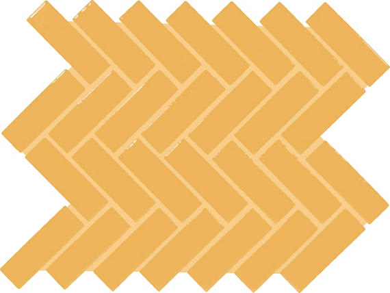 Color Wheel Mosaic Mustard Herringbone 1X3 Glossy