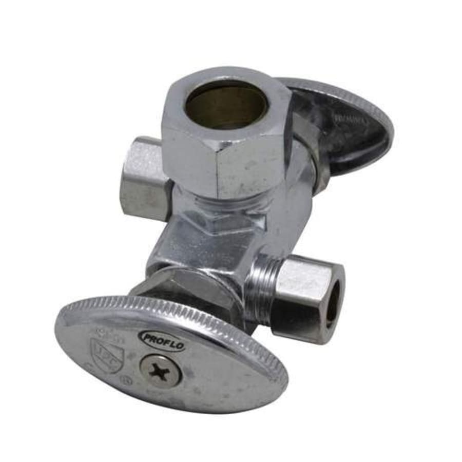 5/8" x 3/8" x 3/8" Multi Turn Dual Handle Angle Supply Stop