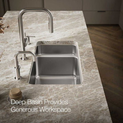 Undertone 32" Double Basin Under-Mount 18-Gauge Stainless Steel Kitchen Sink with SilentShield