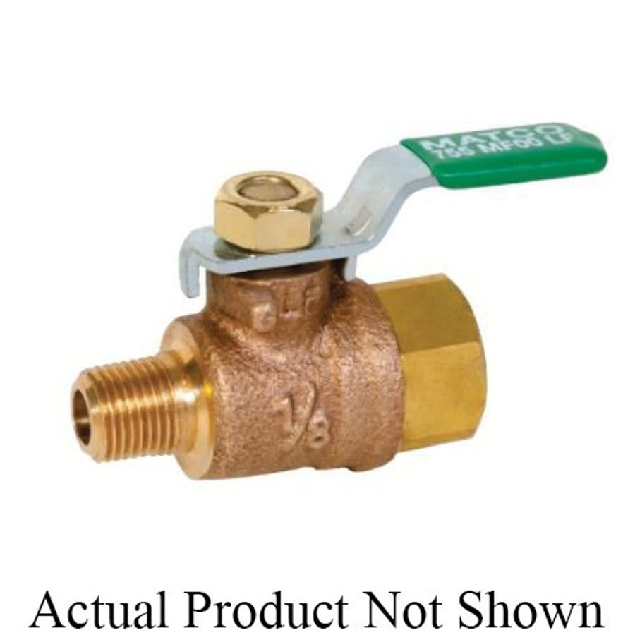 1-Piece Ball Valve, 1/4 X 1/8 in, FNPT x MNPT, Standard Port, Brass Ball, Bronze