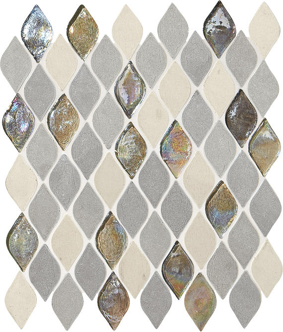 Decorative Accents Gris Et Blanc Raindrop, Straight Edge 1X2 Mix