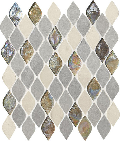 Decorative Accents Gris Et Blanc Raindrop, Straight Edge 1X2 Mix