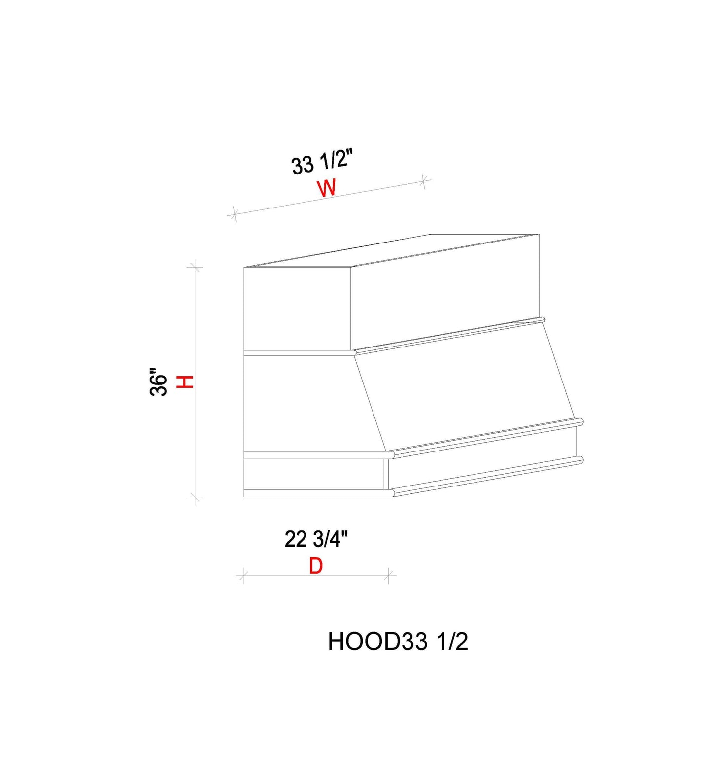 Hood - 33 1/2"W x 36"H x 22 5/8"D