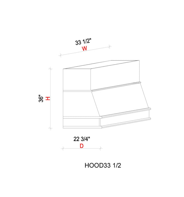 Hood - 33 1/2"W x 36"H x 22 5/8"D