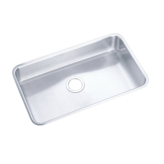 Lustertone™ Classic Single Bowl Kitchen Sink, Under Mount, 30-1/2 x 18-1/2 in, 7-1/2 in Bowl Depth, 18 ga Lustrous Satin Steel, Stainless