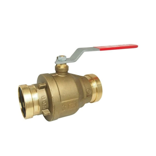 2-Piece Ball Valve, 2-1/2 in, Press, Full Port, Plated Brass Ball, Bronze