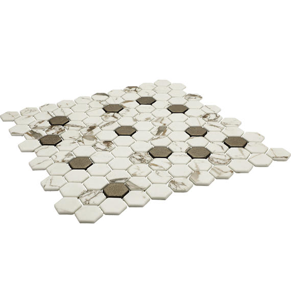 Uptown Glass Posh Bronze Hexagon 1X1 Mixed