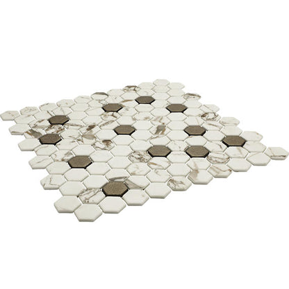 Uptown Glass Posh Bronze Hexagon 1X1 Mixed