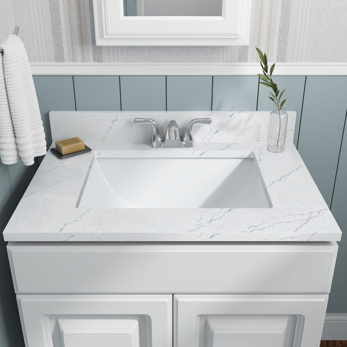 20" x 15" x 7-5/8" Vanity Porcelain Sink White Rectangle