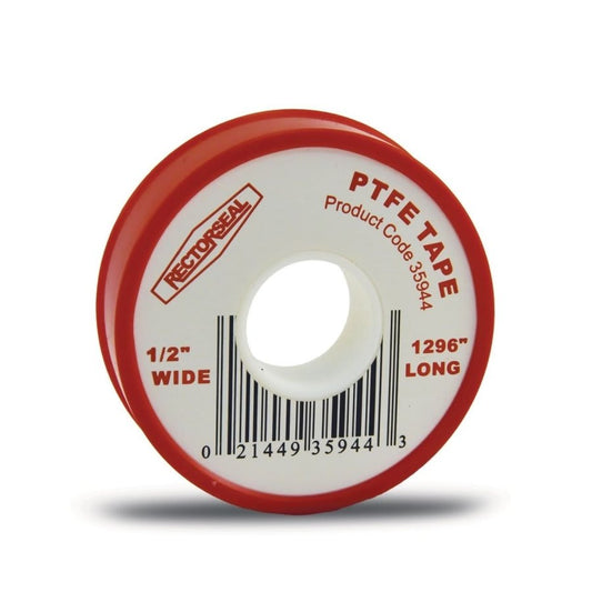 Teflon Tape, 1/2 in W, 1296 in L, White