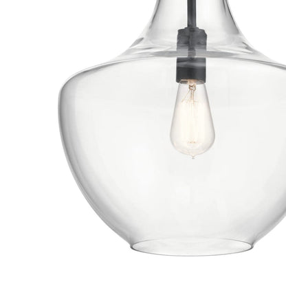 Everly Single Light 14" Wide Pendant with Bell Glass Shade