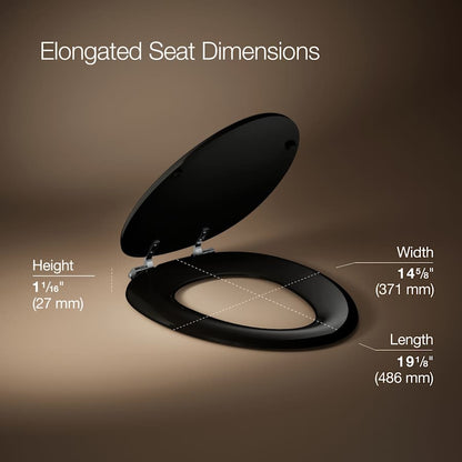 Kathryn Elongated Closed-Front Toilet Seat with Polished Chrome Hinges