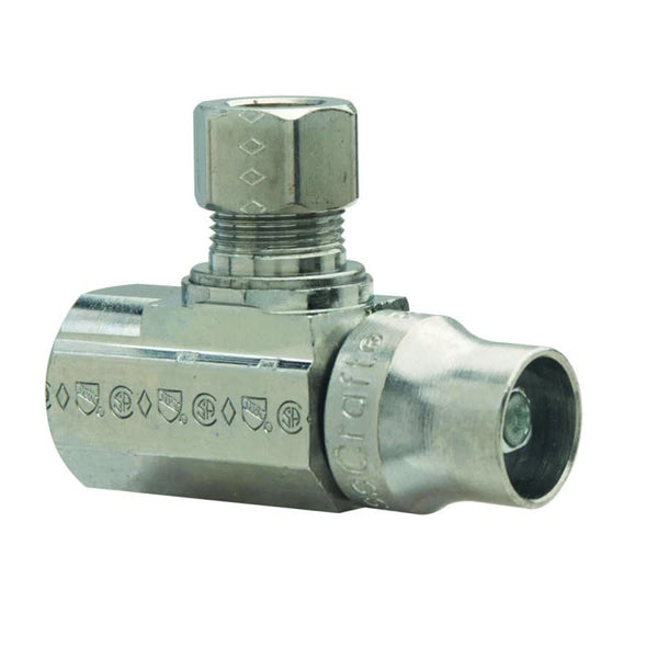 Quarter Turn Angle Stop, Loose Key, 1/2 x 3/8 in, FNPT x Comp, Chrome