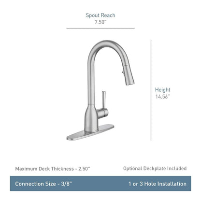 Adler Single-Handle Pull-Down Sprayer Kitchen Faucet with Power Clean and Reflex in Spot Resist Stainless