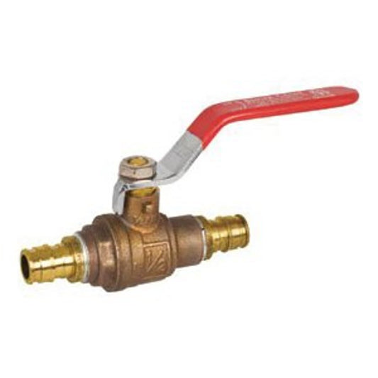 1-Piece Ball Valve, 1/2 in, Expansion PEX, Full Port, Plated Brass Ball, Brass