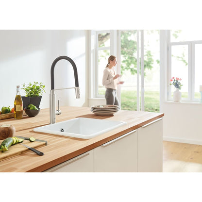 Pre-Rinse Spray Kitchen Faucet with Locking Push Button Control