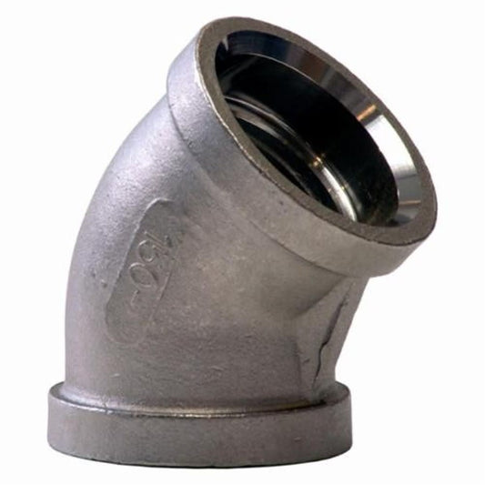 45 deg Elbow, 1-1/2 in, Socket Weld, 304/304L Stainless Steel, 150 lb