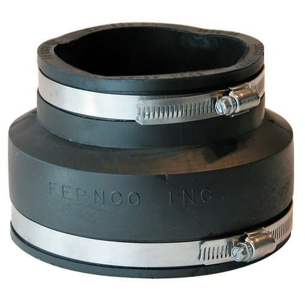 Transition Coupling, 5 x 4 in, Cast Iron/Plastic x Cast Iron/Plastic, Flexible PVC