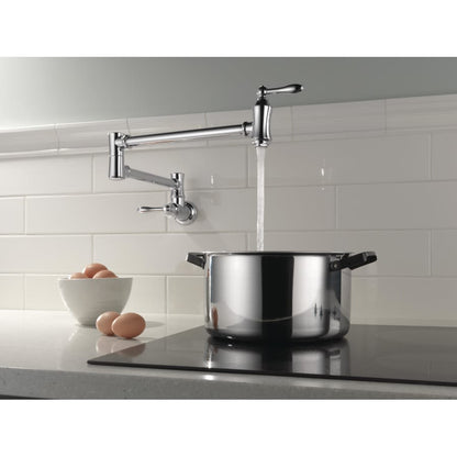 Traditional Wall Mounted Pot Filler with Dual Swing Joints and 24" Extension - Includes Lifetime Warranty