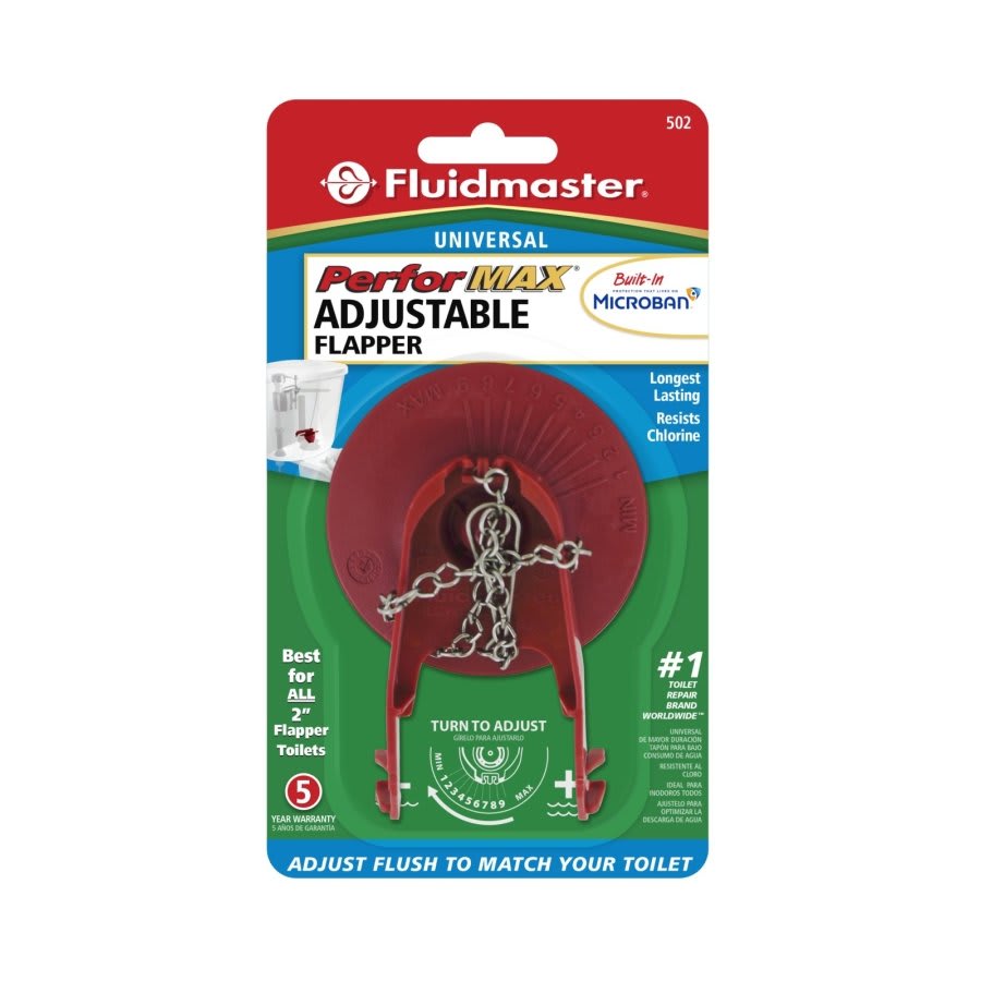 Microban® Universal Adjustable Flapper With Microban®, Rubber, Red