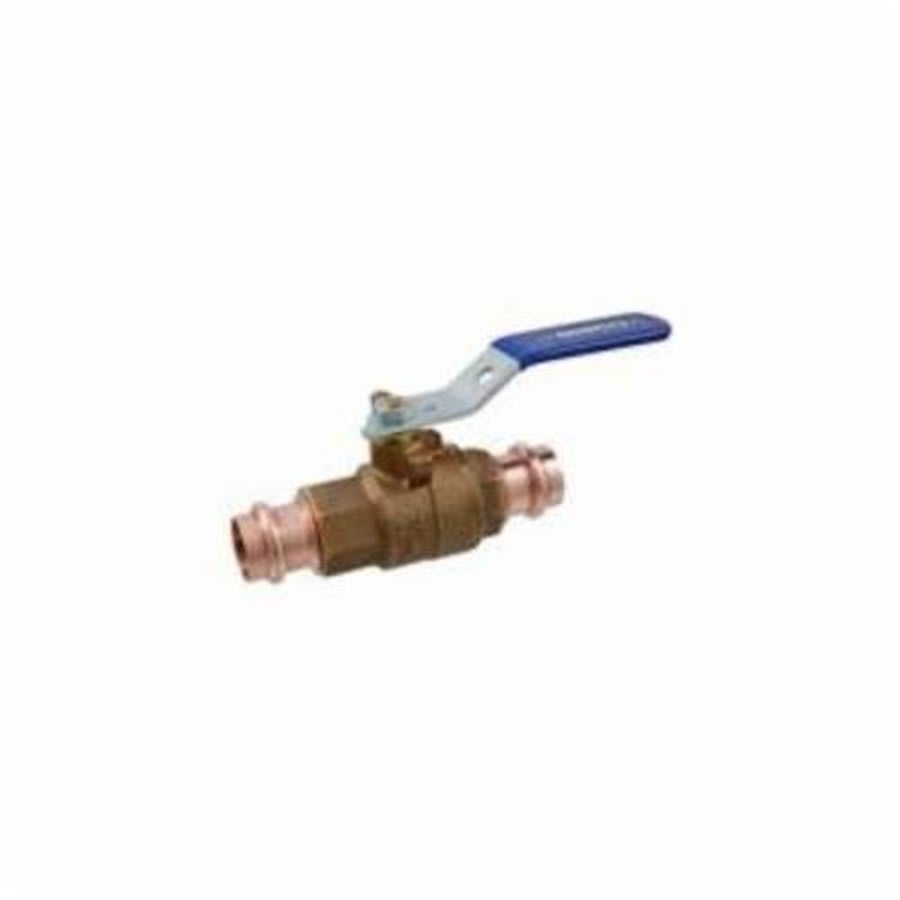 2-Piece Ball Valve, 1/2 in, Press, Full Port, Brass Ball, Bronze