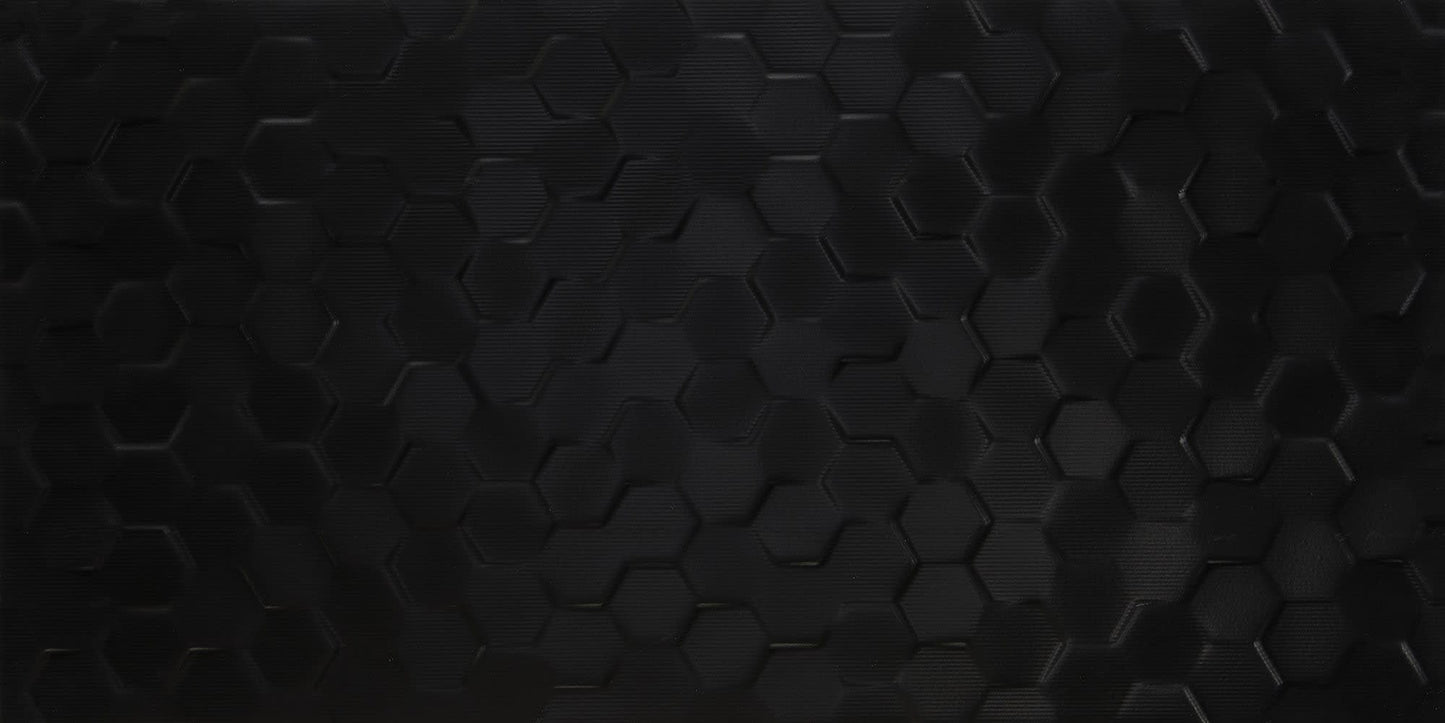 Multitude Domino Black Rectangle, Hex 12X24 Textured