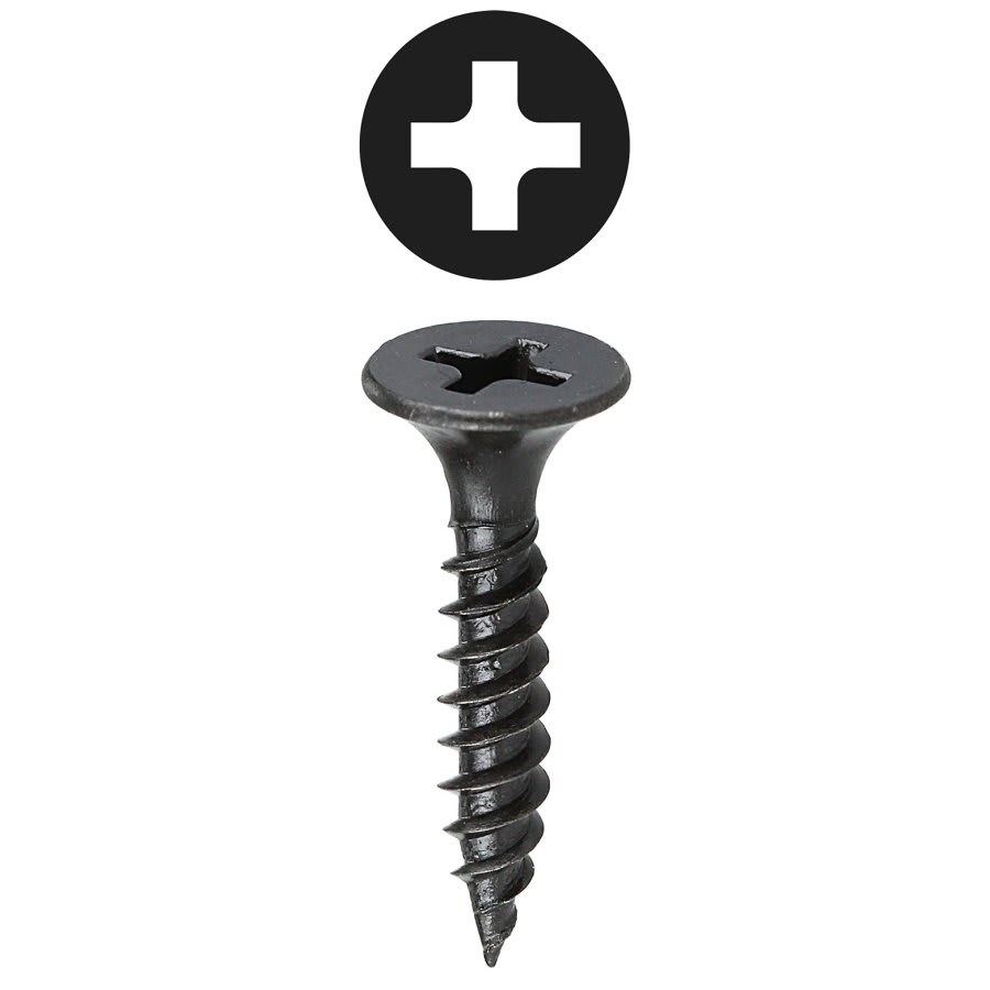 Drywall Screw, #6, 1-1/8 in L, Phillips Drive, Plain