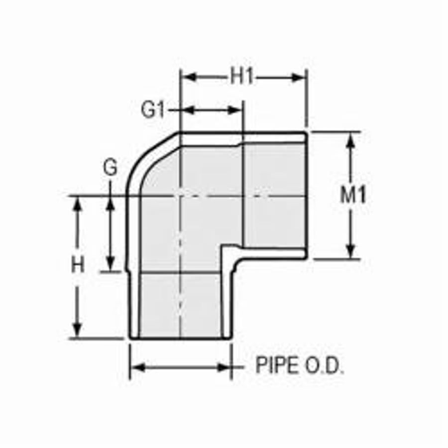 Street 90 deg Elbow, 3/4 in, Spigot x Socket, SCH 40/STD, PVC
