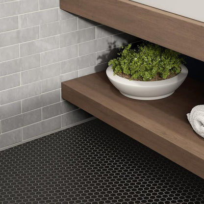 Cloé 2.5X8 Glossy Ceramic Tile in Grey
