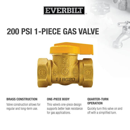 3/4 in. Brass FPT 1-Piece Gas Valve