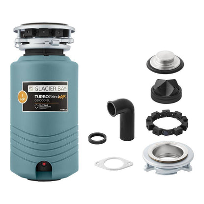 Glacier Bay TurboGrind Max 1 hp. Continuous Feed Garbage Disposal with Power Cord