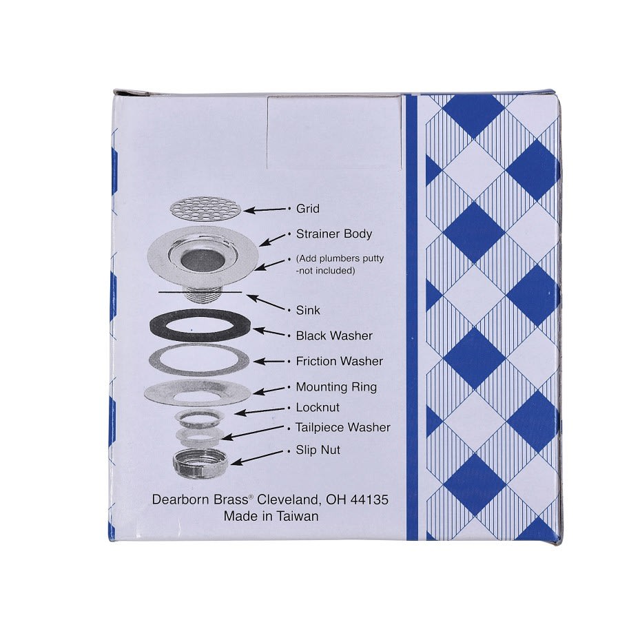 Flat Top Sink Basket Strainer, 1-7/8 in OAL, Brass, Polished Chrome