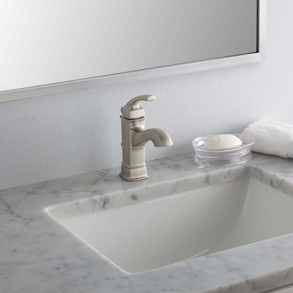 MOEN Hensley Single Hole Single-Handle Bathroom Faucet in Spot Resist Brushed Nickel WS84414MSRN