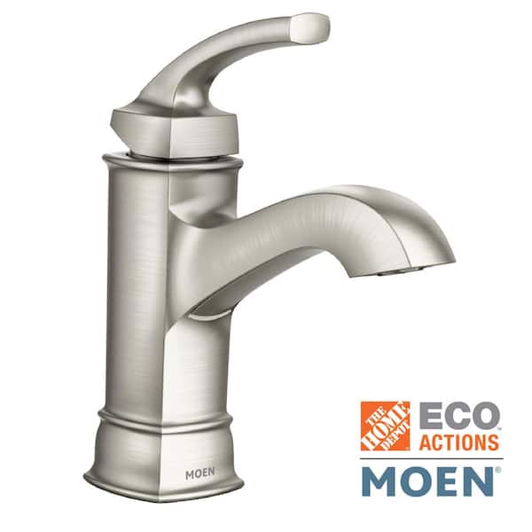 MOEN Hensley Single Hole Single-Handle Bathroom Faucet in Spot Resist Brushed Nickel WS84414MSRN