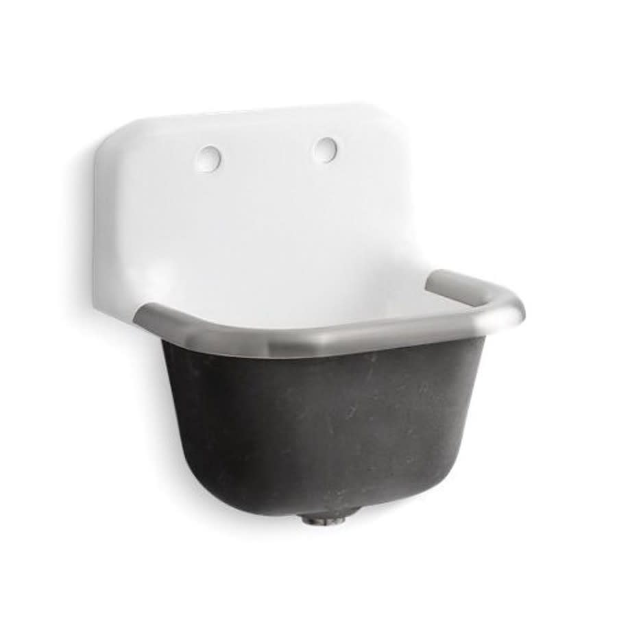 Bannon™ Service Sink, 1 Basin, Wall Mount, 2-Hole, Cast Iron, White