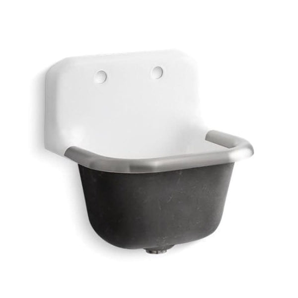 Bannon™ Service Sink, 1 Basin, Wall Mount, 2-Hole, Cast Iron, White