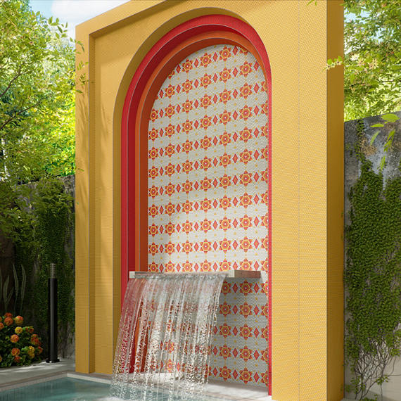 Color Wheel Mosaic Mustard Herringbone 1X3 Glossy