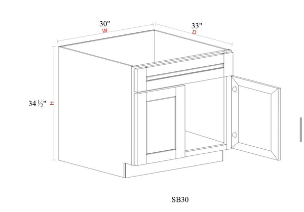 Sink Base - 30"W x 34- 1/2"H x 24"D
