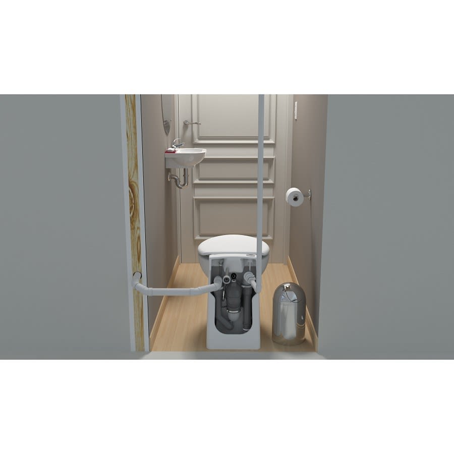 SaniCompact One Piece Toilet, Floor Mount, 12 in Rough, Elongated Bowl, Top Push Button, 1/1.28 gpf Dual Flush, White