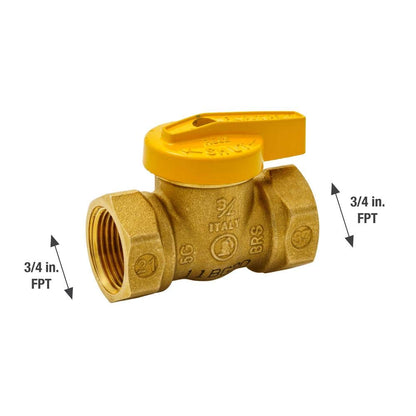 3/4 in. Brass FPT 1-Piece Gas Valve