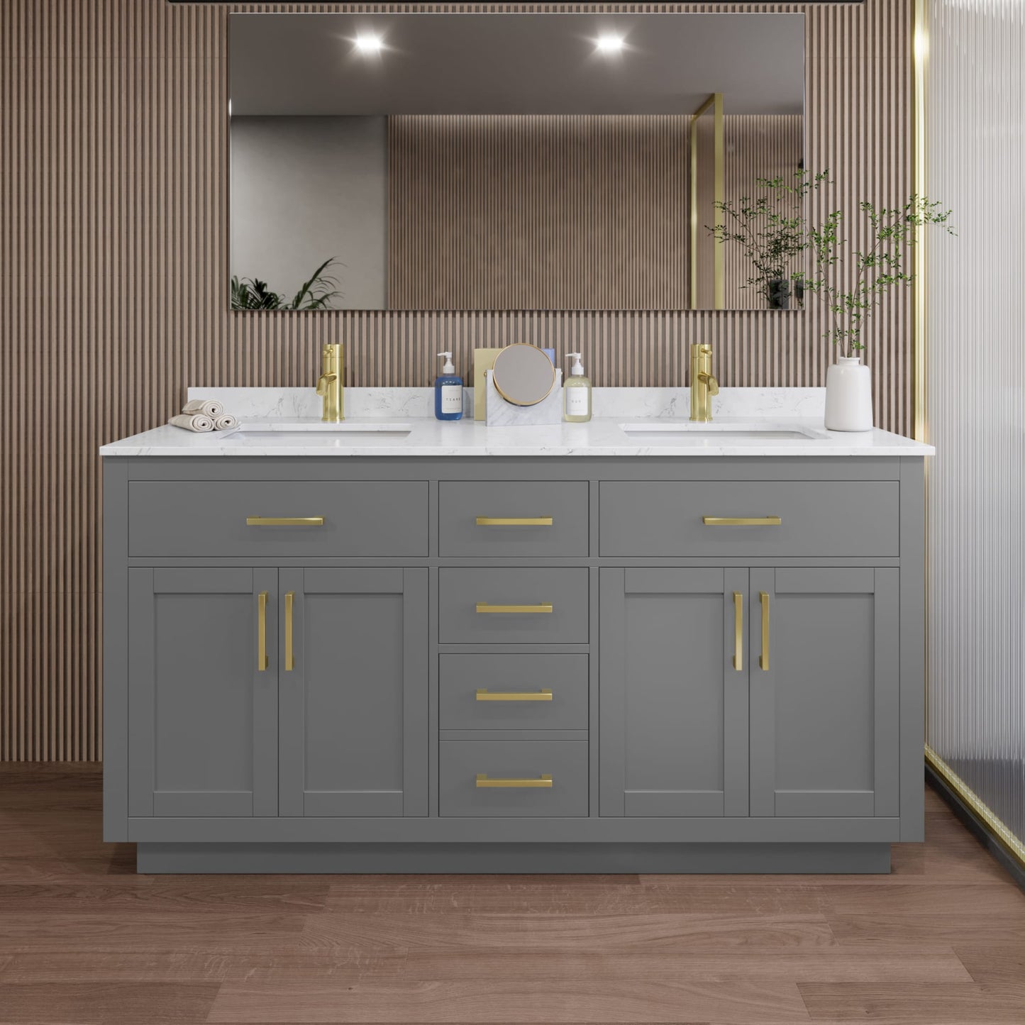 Beckett Double Bathroom Vanity with Toe Kick - 66W x 35H x 22D