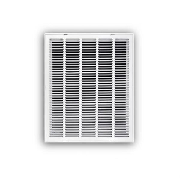 Stamped Fixed Hinge Face Return Filter Grille, 24 x 30 in, 1/2 in Spacing, 1 in Filter, Steel, White